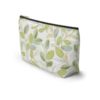 Cherry Plum Leaves Accessory Pouch w T-bottom in Green
